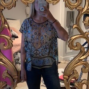 Colorful Clover Canton semi-sheer printed top